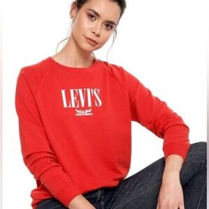 Levi’s Red Pullover long sleeve Crewneck sweatshirt logo horses size Large